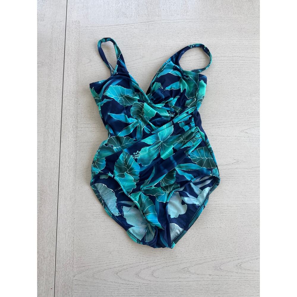 Vintage Miracle Suit Women's Swimsuit Tropical Beachy Blue